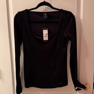 G-Star Women's Velvet Black Long Sleeve Stretch Top